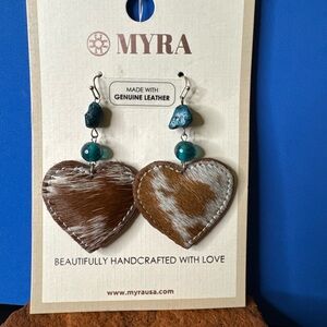 NWT Myra Bag Genuine Light of my Heart - Leather & Turquoise Earrings